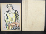Woman by a Chair (1934) by SotaroÂ? Yasui Japanese Woodblock Print