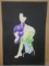 Unsigned Vintage Abstract Pastel Painting on Paper Bizarre Figural Study Image