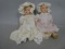 Pair Antique Composition Baby Dolls Hussman & Unmarked