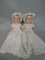 Pair Antique Unmarked Composition Baby Twin Dolls