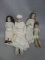 Lot 4 Antique German Porcelain Head Soft Body Dolls