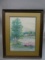 1984 Anna Wachtler Trees Lake & House Watercolor Painting