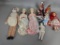 Lot of Bisque China and Porcelain Dolls with Various Outfits