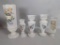 Czech Hand Blown Frosted Glass Vases with Floral Designs