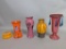 5 Hand Blown Czech Glass Vases and Lidded Jar