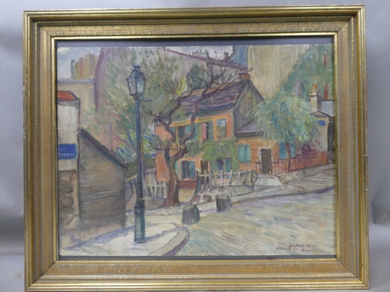 1951 Signed Impressionist View Lapin Agile Paris Watercolor Painting