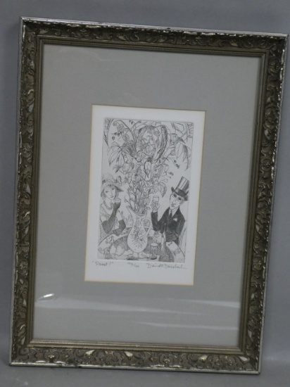 Vintage David Driesbach  Limited Edition Etching Titled Prost