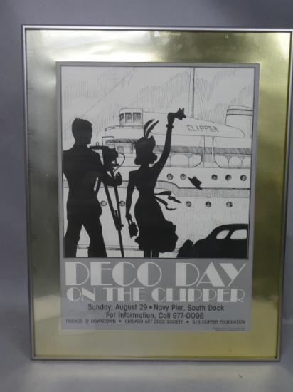 1982 Signed Henry Anthony Dovilas Deco Day on the Clipper Poster
