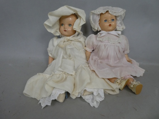 Pair Antique Composition Baby Dolls Hussman & Unmarked