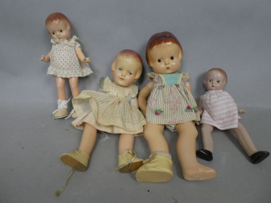 Lot 4 Pasty Composition Dolls Effanbee Affanbee etc