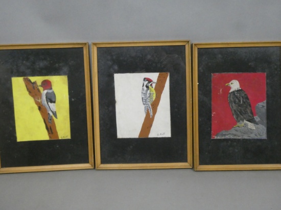 Lot 3 Signed E Roechl Vintage Signed Bird Paintings