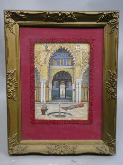 Fernando Liger Hidalgo Seville View of Alcazar Watercolor Painting. LISTED ARTIST