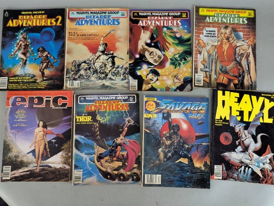 Collection of Marvel and Heavy Metal Magazines Featuring Bizarre Adventures