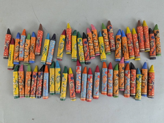 Set of 50 Vintage Disney Character Wax Crayons from the 1950s