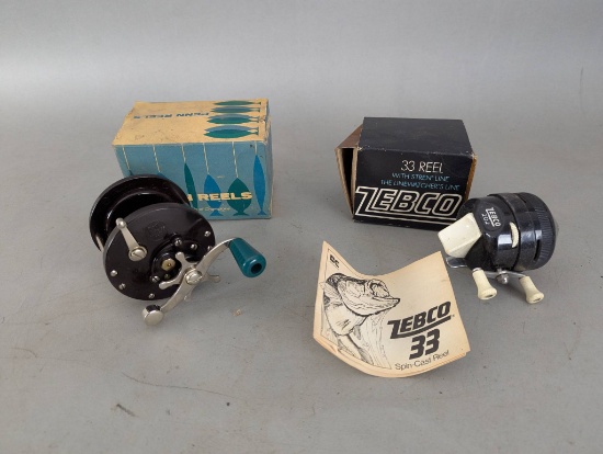 Zebco 33 202 Spin Cast Reel and Penn Sea Boy 85 Fishing Reel with Boxes