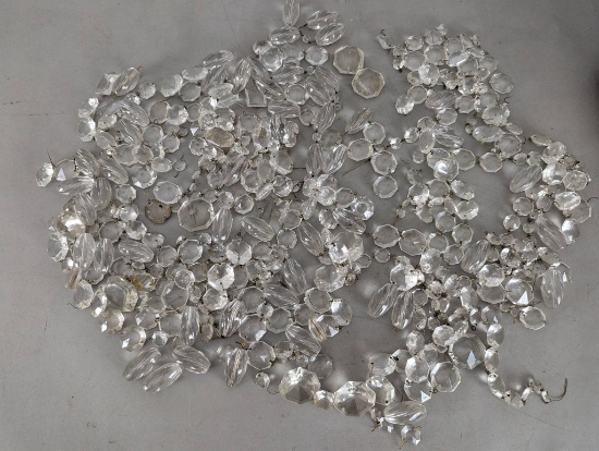 Collection of Vintage Clear Chandelier Crystal Prisms and Drops