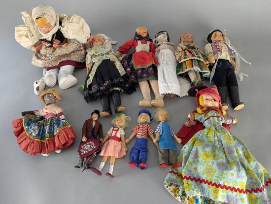 Collection of Assorted International Folk Dolls in Traditional Costumes