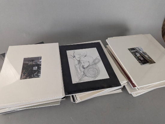 Set of 50 Mixed Media Artworks Featuring Drawings and Photographs