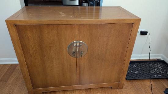 Michael Taylor for Baker Furniture Far East Collection Burled Walnut Bar Cabinet