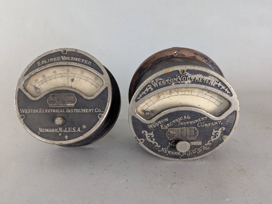 Two Weston Electrical Instrument Co Eclipsed Voltmeters