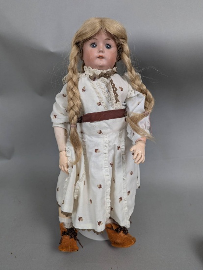 William Goebel Porcelain Doll with Braided Hair and Dress