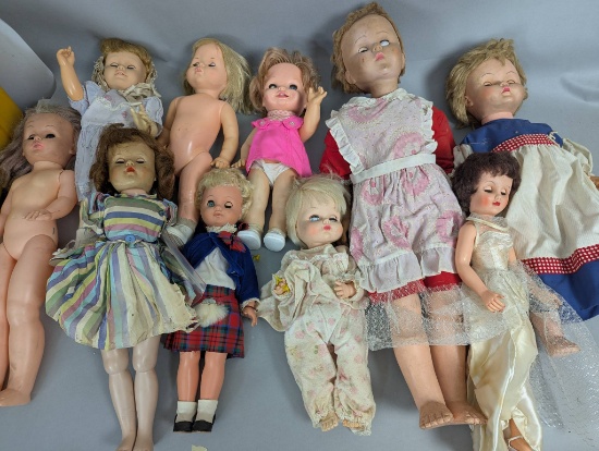 Large Plastic and Rubber Dolls in Various Outfits