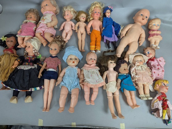 Rubber and Plastic Dolls in Multi Sizes With Clothes Large Lot