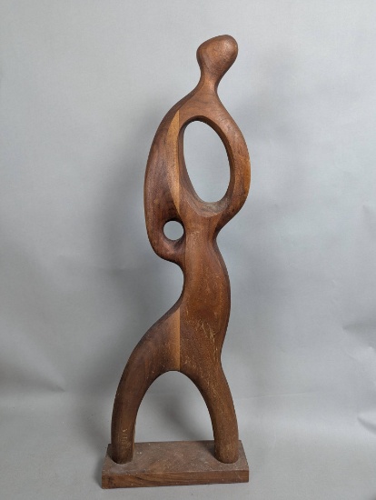 Mid-Century Modern Abstract Wood Sculpture Signed by Endre Vitez