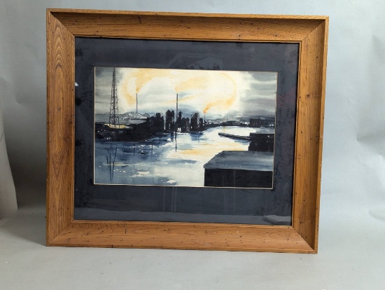 Watercolor Painting by Tim Wilmot Depicting Cumberland Basin Bristol