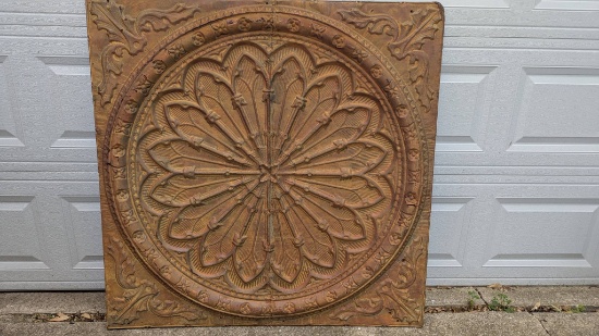 Ornate Circular Relief Panel with Floral and Scroll Details