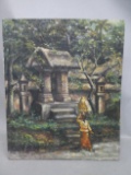Signed Hasim Pura Bali Woman in Forest Oil Painting