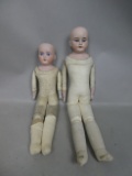 Pair Antique Porcelain Head Soft Body Dolls Armand Marseille 370 & Sch 1907