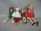 Lot 4 Vintage Composition Dolls Mary Hoyer Madame Alexander & Shirley Temple
