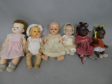Lot 6 Antique Hard Plastic & Composition Assorted Baby Dolls