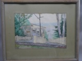 Malvin Marr (Zsissly) Albright Lake Front Home Watercolor Painting LISTED ARTIST