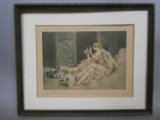 Louis Icart Art Deco Women w/ Dogs Print
