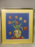 1962 Mid-Century Pencil Signed Flowers in Vase Lithograph