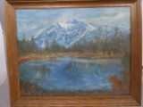 1964 Elenor Kobes Mountain Reflections Oil Painting