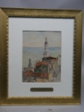 Frank Henry Shapleigh View of Menton Watercolor Painting LISTED ARTIST