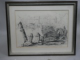 1938 Signed Kaiser Rockport Massachusetts Pencil Drawing