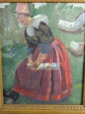 Young Peasant Woman in Vegetable Garden Copy Willy Martens Laren School Style