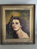 Framed Woman Portrait Painting Signed by Miahaan