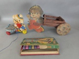 Lot of Vintage Toys Including Cragstan Xylophone and Fisher Price Ziggy Zilo