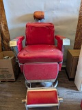 Vintage 1961 Paidar Barber Chair with Red Upholstery and Chrome Frame