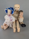 Lot of Three Early 20th Century Composite and Cloth Dolls