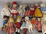 Collection of Handmade and Cloth Dolls with Various Outfits