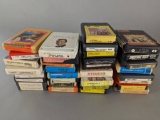 Collection of 33 8 Track Tapes Featuring Various Artists Country Polka etc
