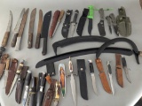 Collection of Knives with Sheaths and Assorted Blades