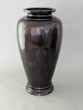 Japanese Meiji Period Bronze Vase with Bird and Bamboo Design