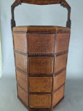 Chinese Betrothal Wedding Basket with Intricate Bamboo Weaving